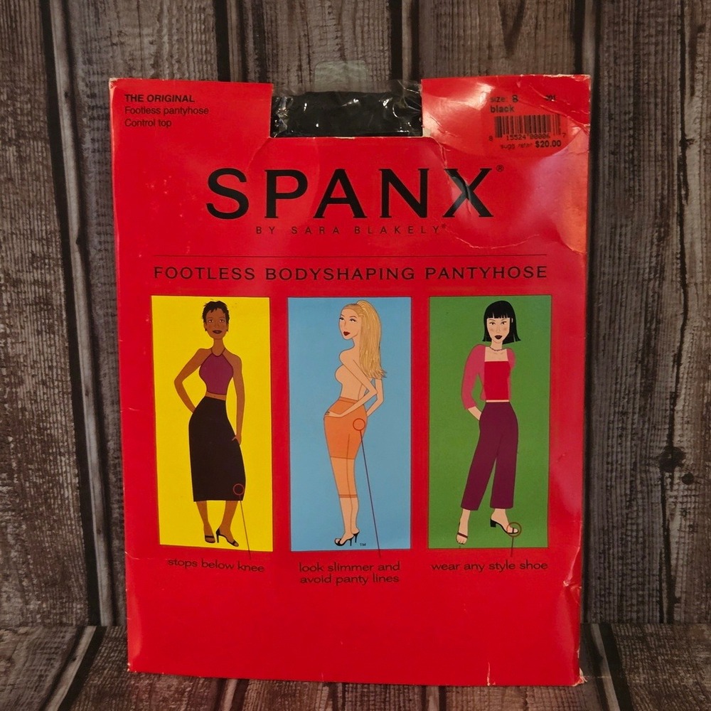Sz B Spanx The Original Footless Bodyshaping Pantyhose Black Control Top New